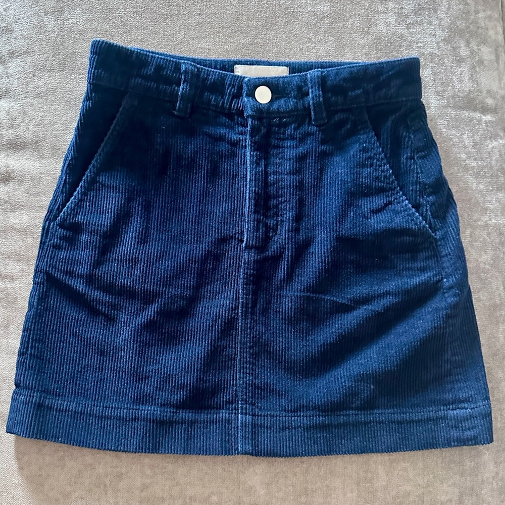 EVERLANE Navy Blue Corduroy Cotton Mini Skirt with Pockets Size 00
